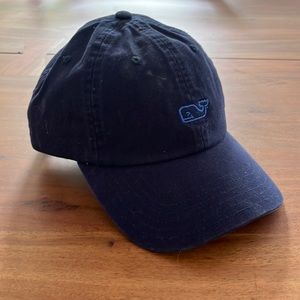 Vineyard Vines whale logo leather strap baseball cap